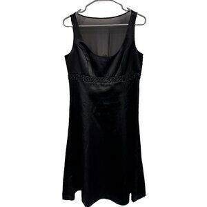Vintage Y2K American Living Babydoll Dress Size 8 Black Beaded Satin Holiday